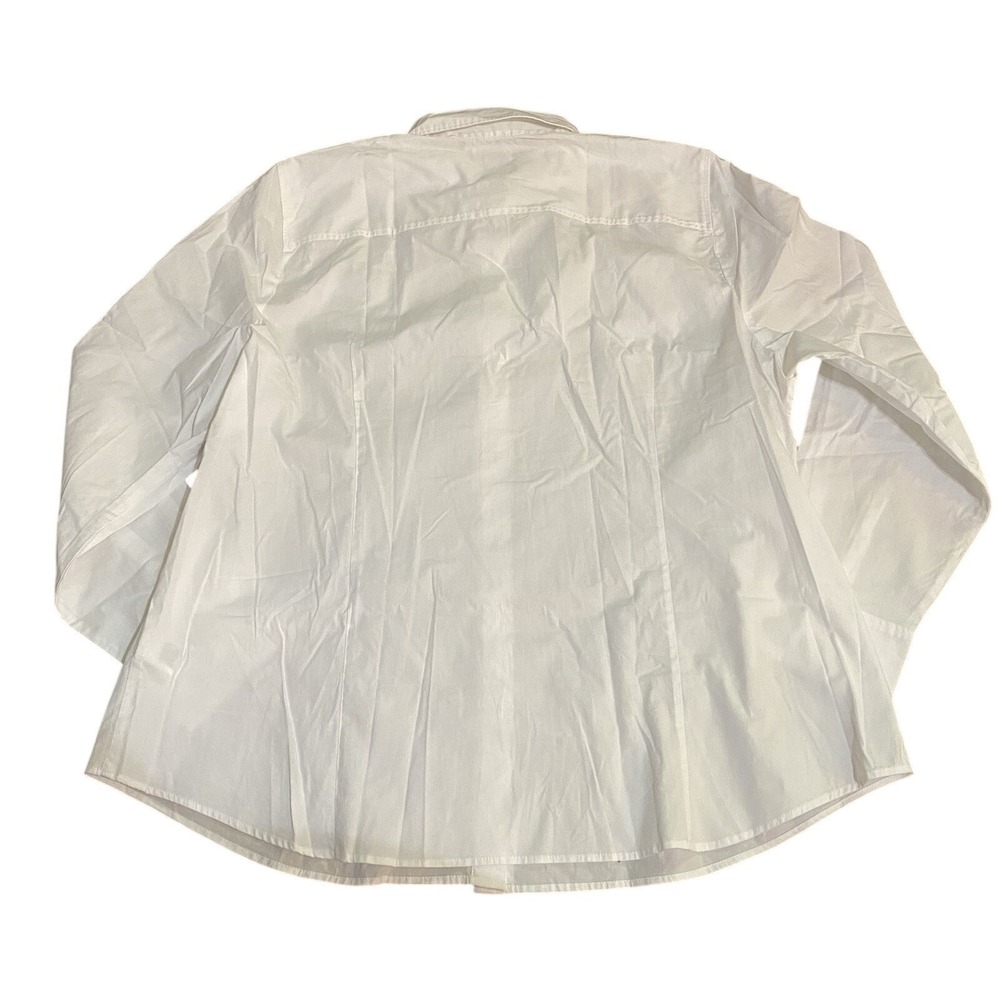 J Crew Factory NWT Jeweled Bow Button Up Shirt White Cotton 2x Festive Holiday - Picture 4 of 9